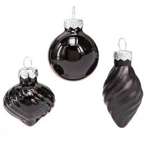 Artikel Mini Christbaumkugeln Glas Zwiebel Schwarz Ø3cm 9 St