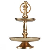 Artikel Mini Etagere Metall Deko Gold matt 2-stöckig Tischdeko H22cm