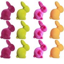 Artikel Mini Hasen Bunte Osterhasen beflockt Sortiert – 2. Wahl – H6cm 12 St