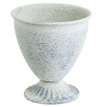 Artikel Mini Pokal Vase Kelch Metall Weiß Blau H11,5cm 2St
