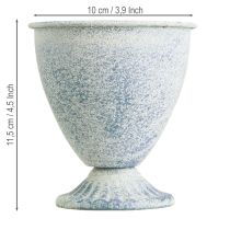 Artikel Mini Pokal Vase Kelch Metall Weiß Blau H11,5cm 2St
