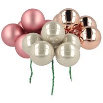 Artikel Mini Weihnachtskugeln Glas Rosa Grau Draht Ø40mm 32 St