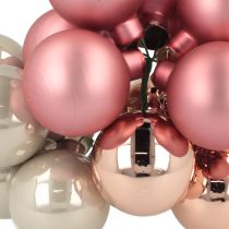 Artikel Mini Weihnachtskugeln Glas Rosa Grau Draht Ø40mm 32 St