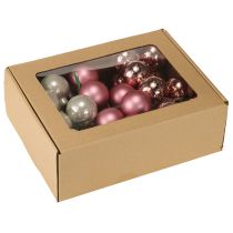 Artikel Mini Weihnachtskugeln Glas Rosa Grau Draht Ø40mm 32 St