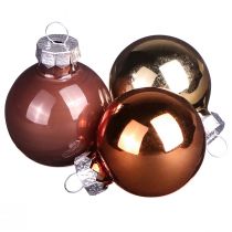 Artikel Mini Weihnachtskugeln Gold Braun Mix Glas Ø3,5cm 22 St