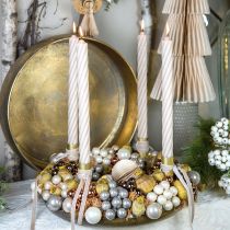 Artikel Mini Weihnachtskugeln Creme Grau Glas Spiegelbeeren Ø25mm 140 St