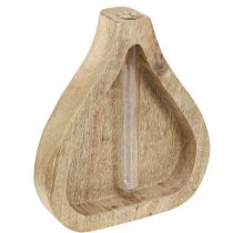 Artikel Minivase Glas Reagenzglas Klar Holz Deko Natur H17cm 2St