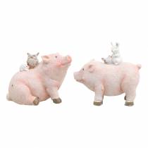 Artikel Dekofigur-Set Schweinchen mit Tierfreunden 9,3cm×7,5/8,5cm 2St