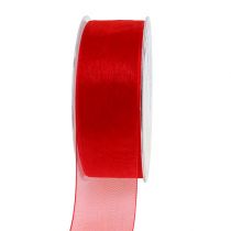Artikel Organzaband mit Webkante Schleifenband Organza 40mm 50m Rot