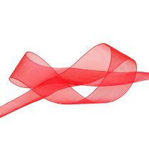 Artikel Organzaband mit Webkante Schleifenband Organza 40mm 50m Rot