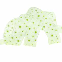 Artikel Organzaband Grün mit Blumen 20mm 20m