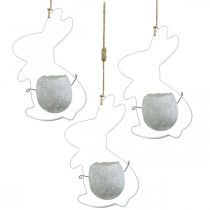 Artikel Osterdeko zum Hängen, Hasendeko mit Ei, Osterei zum Bepflanzen Weiß H24,5cm 3St