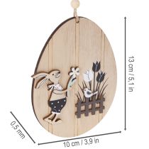 Artikel Ostereier zum Hängen Holz Ei mit Hase Natur Weiß 13cm 6St