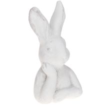 Artikel Osterhase Figur Shabby Chic Hase denkend Weiß 11×9×20,5cm