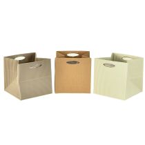 Artikel Papiertasche 12cm Braun Crème Beige Geschenktasche 6 St
