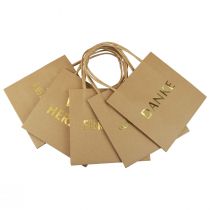 Artikel Papiertüte mit Henkel Aufdruck Natur/Gold 16×8×16cm 6 St