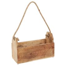 Artikel Pflanzkasten Holz mit Henkel Eckig Natur Jute 27x12x17cm