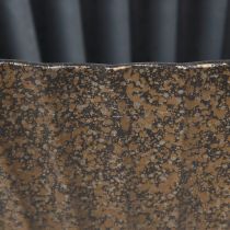 Artikel Pflanzschale mit Rillen oval Schiffchen Anthrazit Gold 36cm