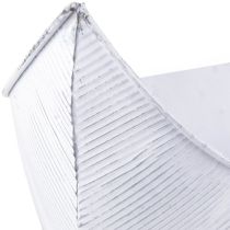 Artikel Pflanzschale Schiffchen Metall Weiß Silber 54,5/48/42cm Set 3St