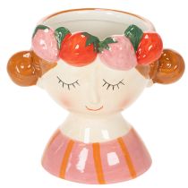 Artikel Gesicht Blumentopf Mädchen mit Erdbeeren schlafend Dekoration Wohnzimmer Frühling 13cm