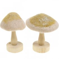 Artikel Deko Pilz Holz, Filz mit Glitter Tischdeko Advent H11cm 4St