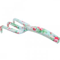 Artikel Handrechen Metall mit Rosenmotiv, Mini-Harke Garten 23cm