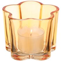 Artikel Schale Glas Teelichthalter Blume Orange Ø7,5cm H6cm 6St