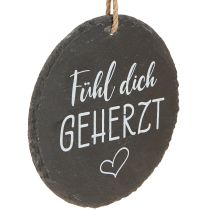 Artikel Schieferplatten Deko Rund Hängen Fühl dich geherzt Ø20cm
