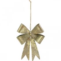 Artikel Schleife zum Hängen, Christbaumschmuck, Metalldeko Golden, Antik-Optik H23cm B16cm