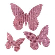 Artikel Streudeko Schmetterling Pink-Glitter  5/4/3cm 24 St