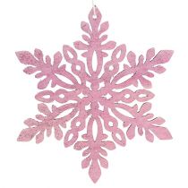 Artikel Schneeflocke Holz 8-12cm Rosa/Weiß 12St.