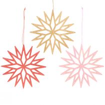 Artikel Schneeflocken Deko Holz Baumschmuck Orange 15cm 8 St