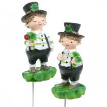Artikel Schornsteinfeger mit Klee, Stecker für Silvester, Glücksbringer, St Patricks Day L27cm 4 St