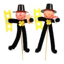 Artikel Schornsteinfeger Blumenstecker, Silvester Deko L17cm H11cm 24 St