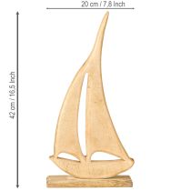 Artikel Segelboot Holz auf Sockel Natur Tischdeko Maritim H42cm