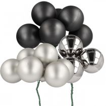 Artikel Mini Weihnachtskugel Silber, Anthrazit Glas Ø40mm Mix 32 St