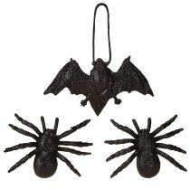 Artikel Spinne, Fledermaus Figuren Schwarz 10cm, 14cm 3 St