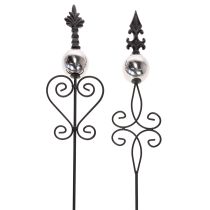 Artikel Gartenstecker verschnörkeltes Design mit dekorativer Form und stilvoller Metallkugel 90cm 2St