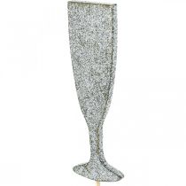 Artikel Silvesterdeko Sektglas Silbern Blumenstecker 9cm 18 St