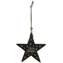 Artikel Stern Christbaumschmuck Holz Deko Schwarz Gold 14cm 4 St