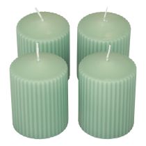 Artikel Stumpenkerzen Grün Smaragd Rillenkerzen 70/90mm 4 St