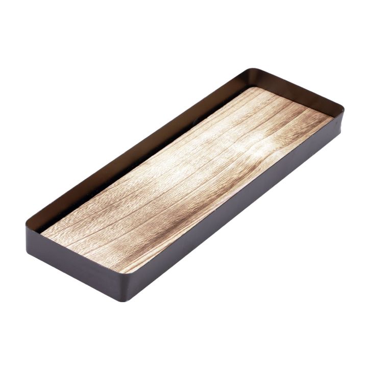 Artikel Dekotablett Metall Holz Metalltablett Holzboden 34,5×11×3cm