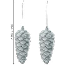 Artikel Tannenzapfen Deko Zapfen Grau beflockt 11,5cm 6 St