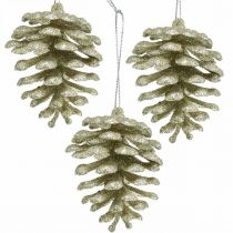 Artikel Christbaumschmuck Deko Zapfen Glitter Champagner H7cm 6 St