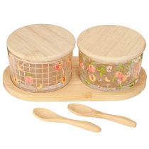 Artikel Tapas Set Pfirsich Marmeladengläser auf Tablett 20×10×6,5cm