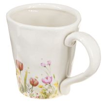 Artikel Pflanztasse Keramik Blumenmotiv für nostalgische Frühlingsdeko Pflanzenliebhaber 10,5cm