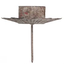 Artikel Teelichthalter Vintage Teelicht zum Stecken Grau Ø9cm H8,5cm 4St