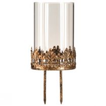 Artikel Teelichthalter mit Glas zum Stecken Antik Optik Gold Ø5,5cm 4St