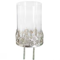 Artikel Teelichthalter mit Glas zum Stecken Vintage Silber Ø5,5cm H8cm 4St