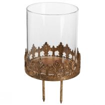 Artikel Teelichthalter zum Stecken mit Kerzenglas Gold Ø7cm 4 St